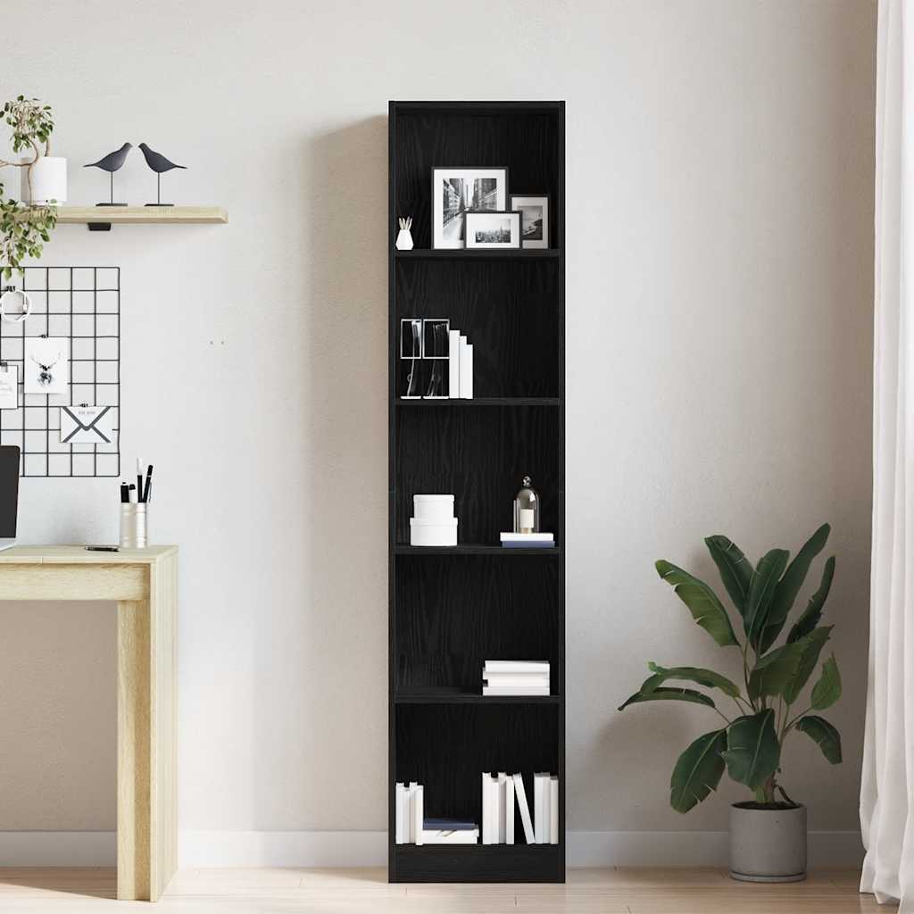 Libreria Rovere Nero 40x24x176 cm in Legno Multistrato | homemem39