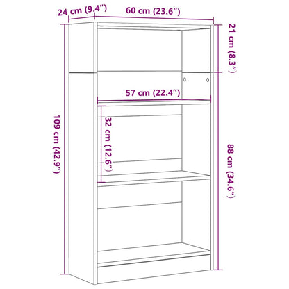 Libreria Rovere Nero 60x24x109 cm in Legno Multistrato | homemem39