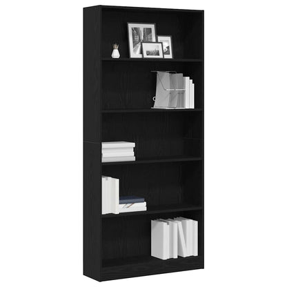 Libreria Rovere Nero 80x24x176 cm in Legno Multistrato | homemem39