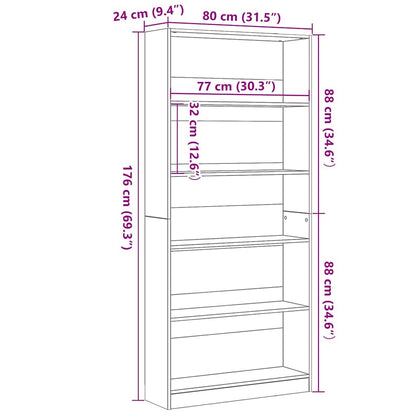 Libreria Rovere Nero 80x24x176 cm in Legno Multistrato | homemem39