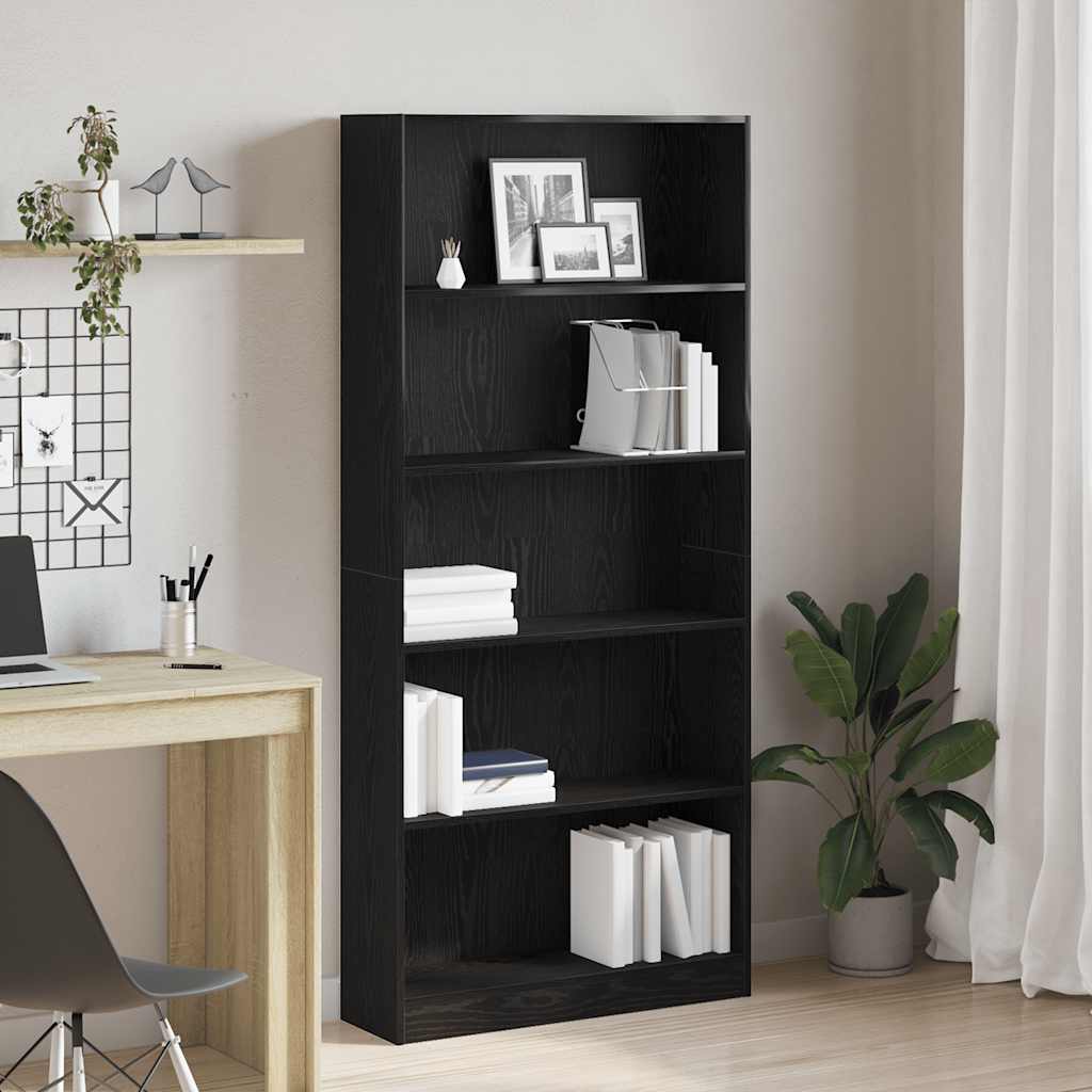 Libreria Rovere Nero 80x24x176 cm in Legno Multistrato | homemem39