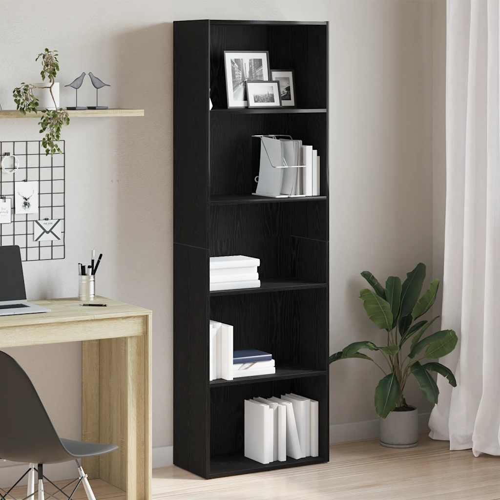Libreria Rovere Nero 60x30x189 cm in Legno Multistrato | homemem39