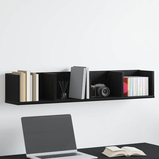 Scaffale da parete con lo scaffale Rovere Nero 100 x 18 x 18 cm | homemem39