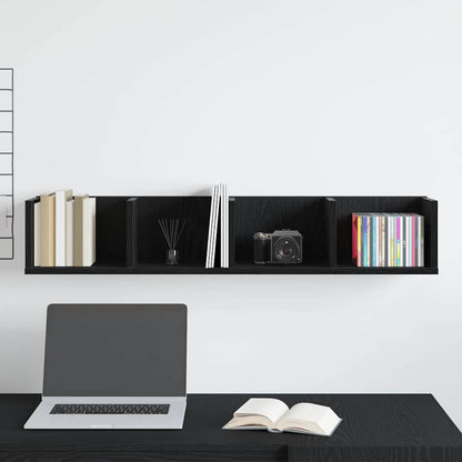Scaffale da parete con lo scaffale Rovere Nero 100 x 18 x 18 cm