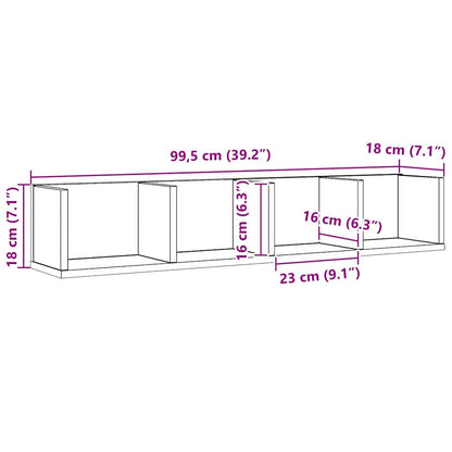 Scaffale da parete con lo scaffale Rovere Nero 100 x 18 x 18 cm