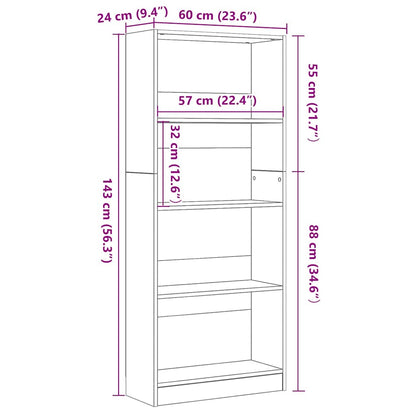 Libreria Rovere Nero 60 x 24 x 143 cm Legno multistrato