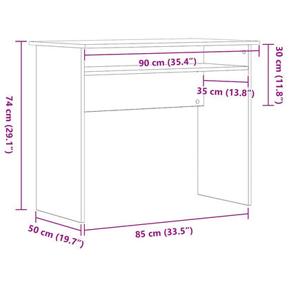 Scrivania Rovere Nero 90x50x74 cm in Legno Multistrato