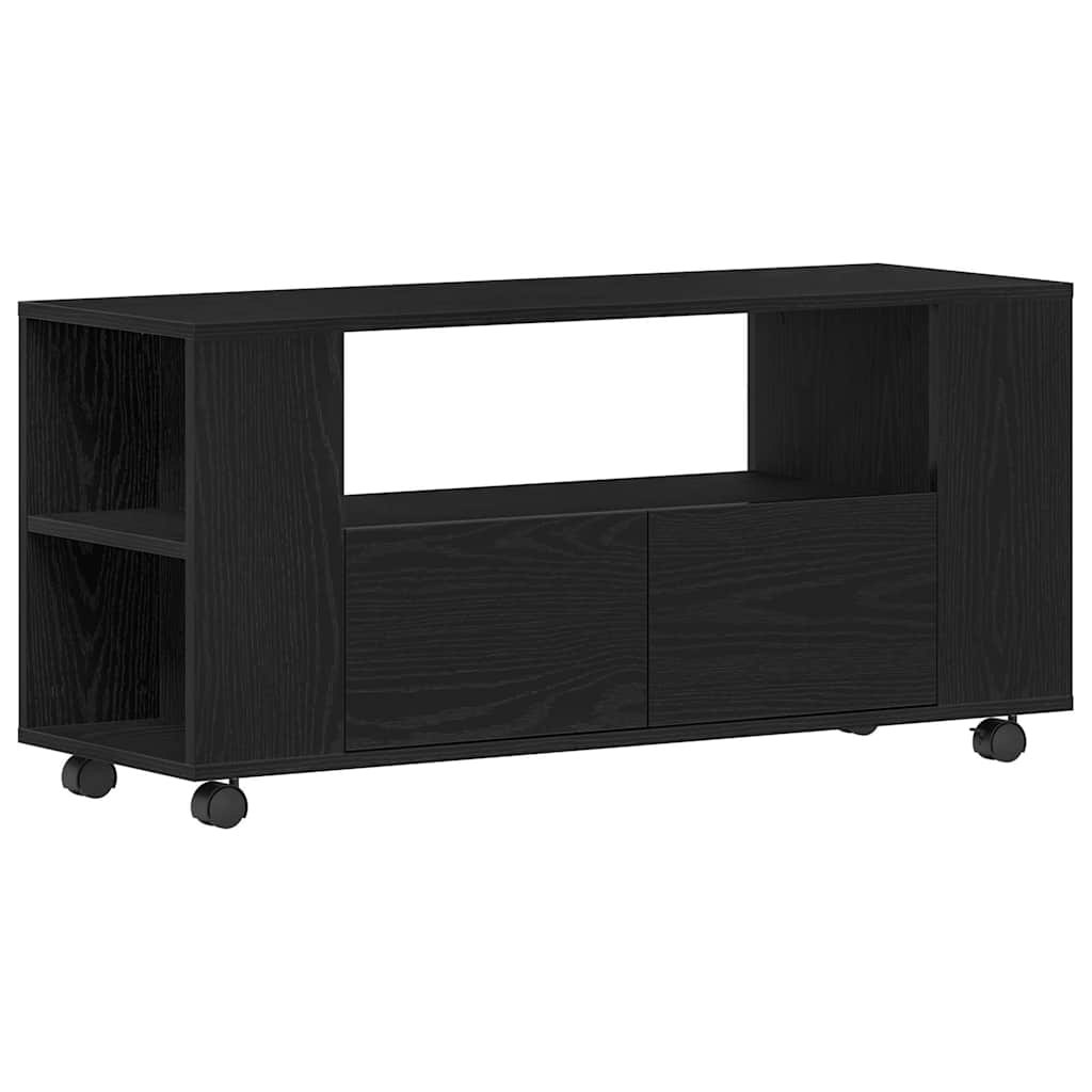 Mobile Porta TV con Ruote Rovere Nero 102x34,5x43 cm Truciolato | homemem39