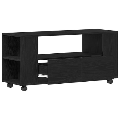 Mobile Porta TV con Ruote Rovere Nero 102x34,5x43 cm Truciolato | homemem39