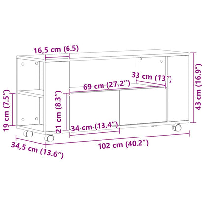 Mobile Porta TV con Ruote Rovere Nero 102x34,5x43 cm Truciolato | homemem39