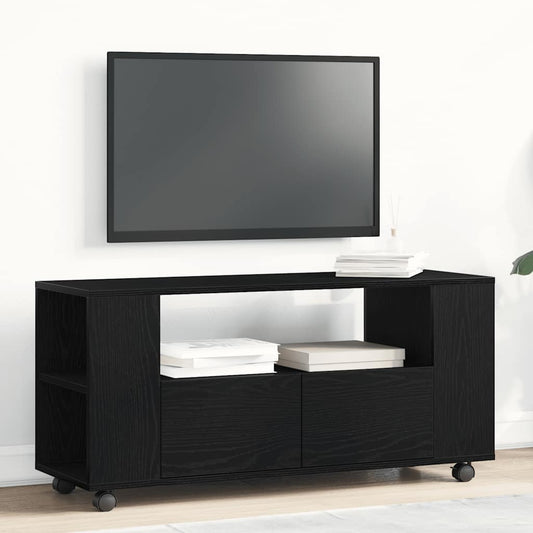 Mobile Porta TV con Ruote Rovere Nero 102x34,5x43 cm Truciolato | homemem39