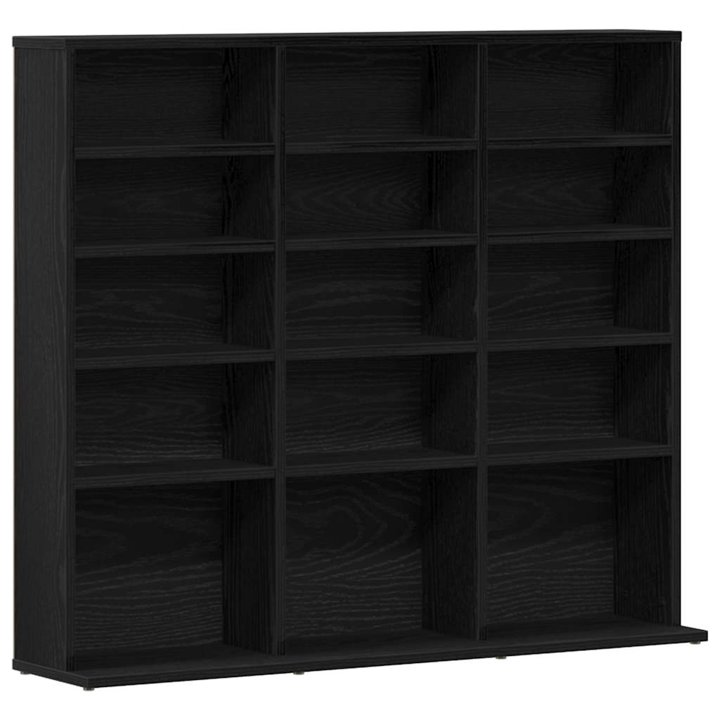 Mobile Porta CD Rovere Nero 100x23x89,5 cm Legno Multistrato