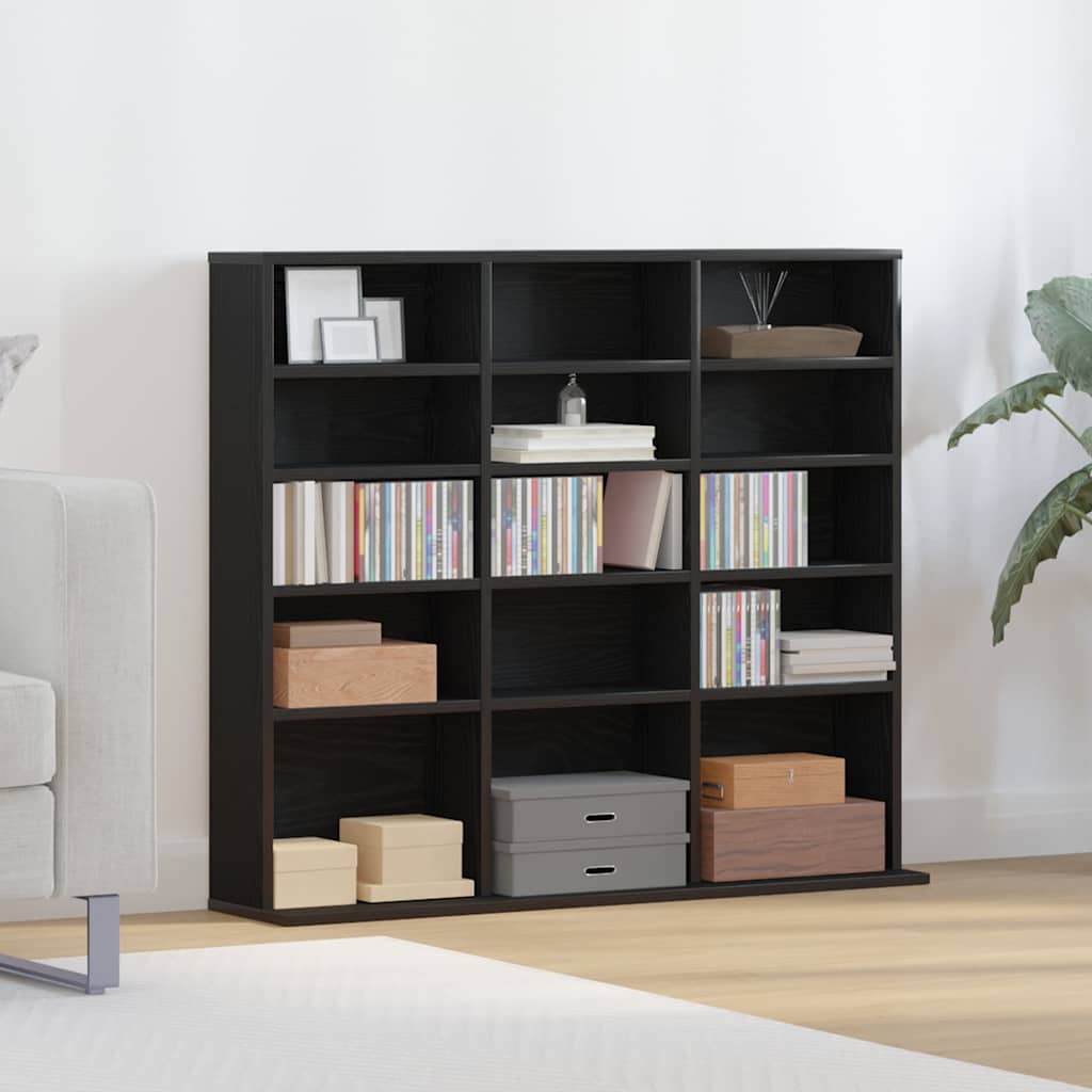 Mobile Porta CD Rovere Nero 100x23x89,5 cm Legno Multistrato | homemem39
