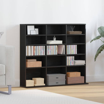Mobile Porta CD Rovere Nero 100x23x89,5 cm Legno Multistrato