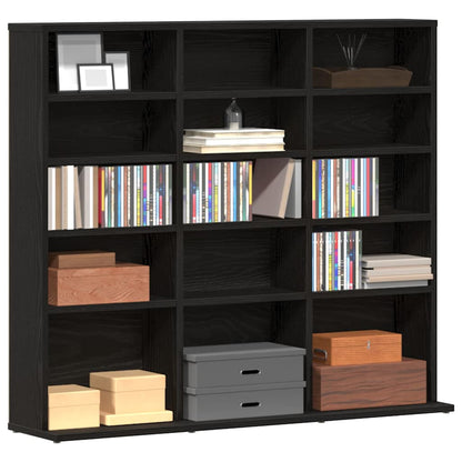 Mobile Porta CD Rovere Nero 100x23x89,5 cm Legno Multistrato | homemem39