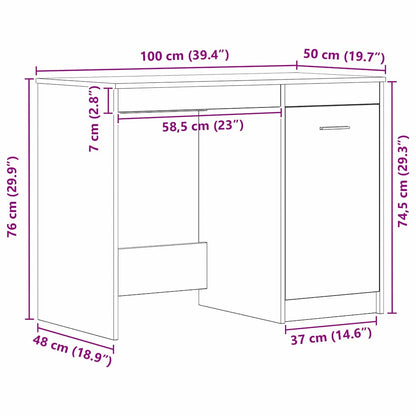 Scrivania Rovere Nero 100 x 50 x 76 cm Legno multistrato