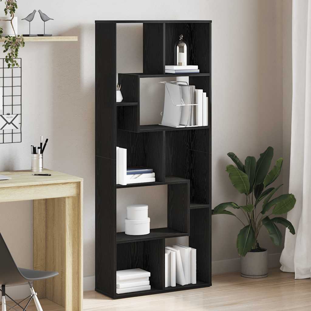 Libreria Rovere Nero 67x24x161 cm in Legno Multistrato | homemem39