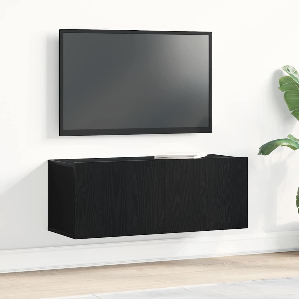 Mobili TV Rovere nero 80 x 30 x 30 cm Legno multistrato
