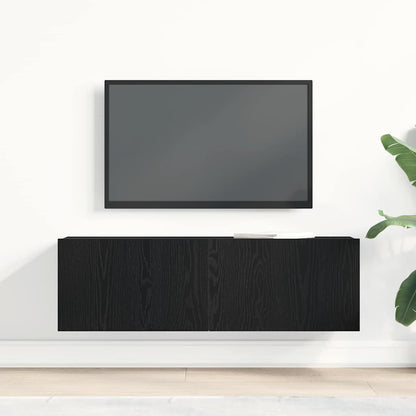 Mobile TV Rovere Nero 100 x 30 x 30 cm Legno multistrato