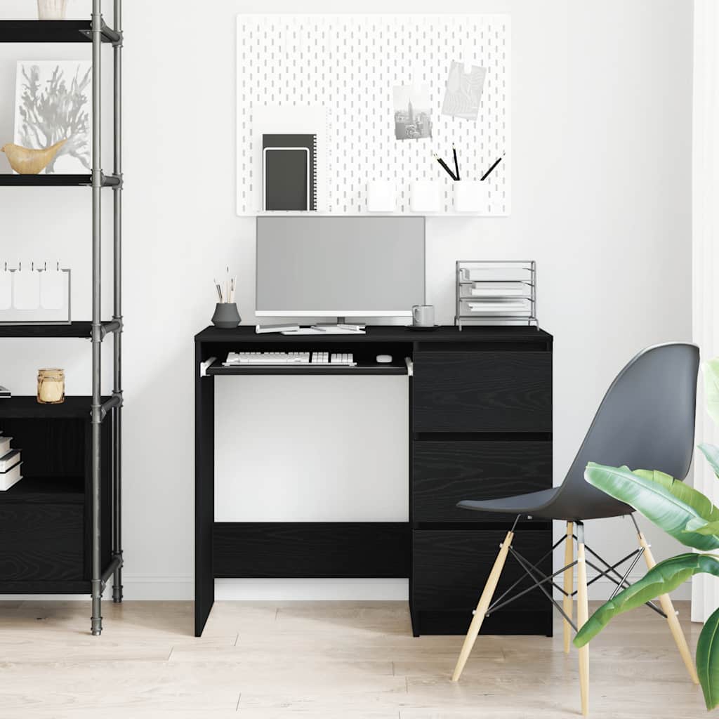 Scrivania Rovere Nera 90x45x76 cm in Legno Multistrato