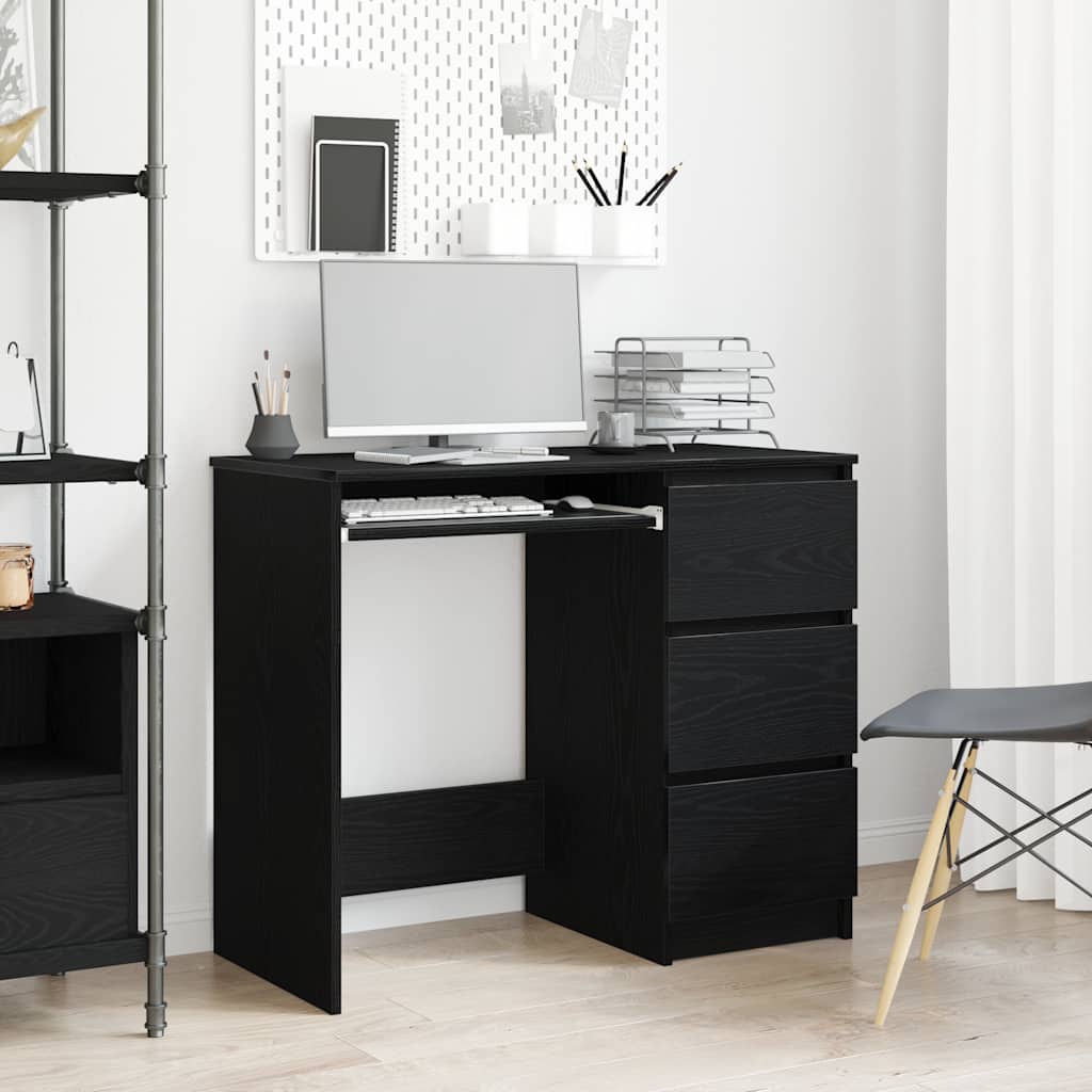 Scrivania Rovere Nera 90x45x76 cm in Legno Multistrato | homemem39