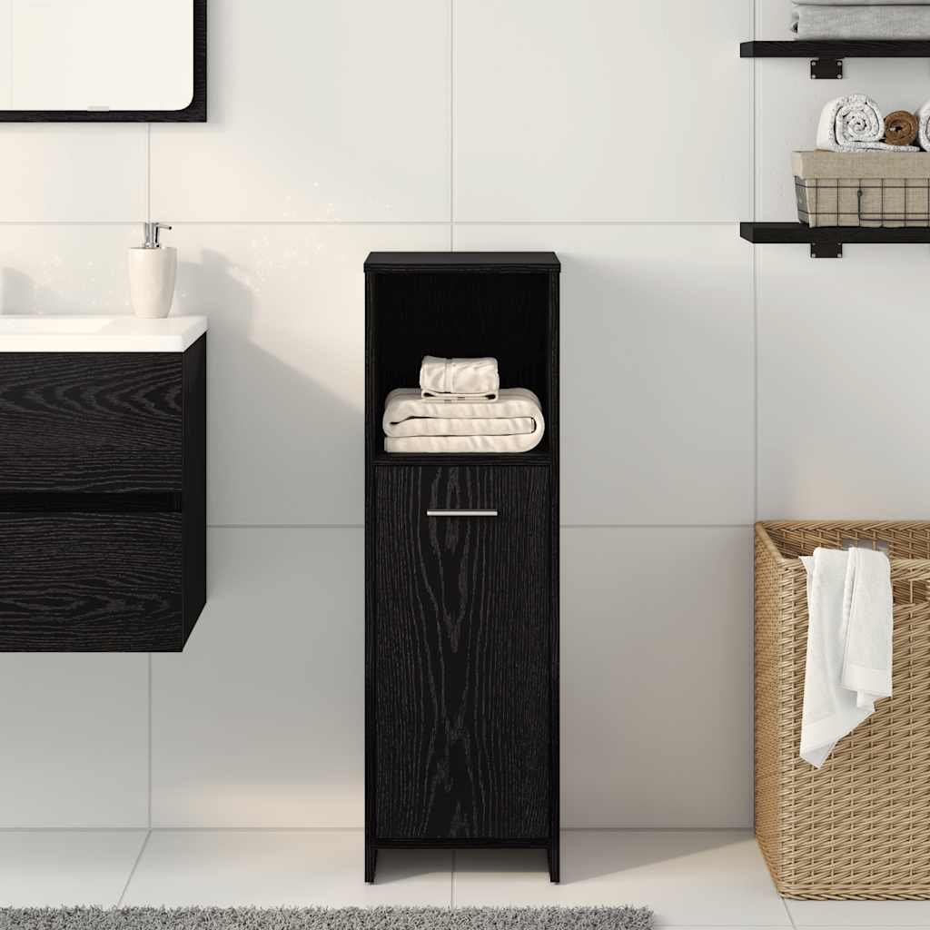 Mobiletto da bagno Rovere Nero 30x30x95 cm in Legno Multistrato | homemem39