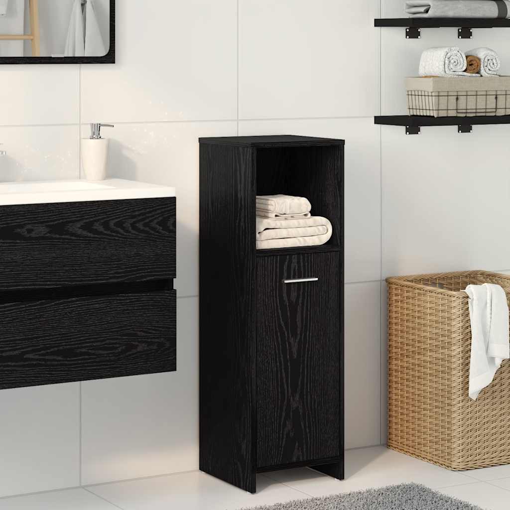 Mobiletto da bagno Rovere Nero 30x30x95 cm in Legno Multistrato | homemem39