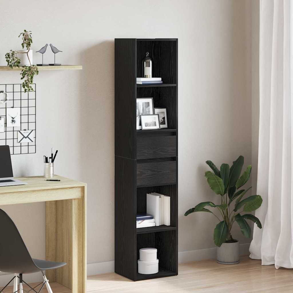 Armadio per Libri Rovere Nero 36 x 30 x 171 cm