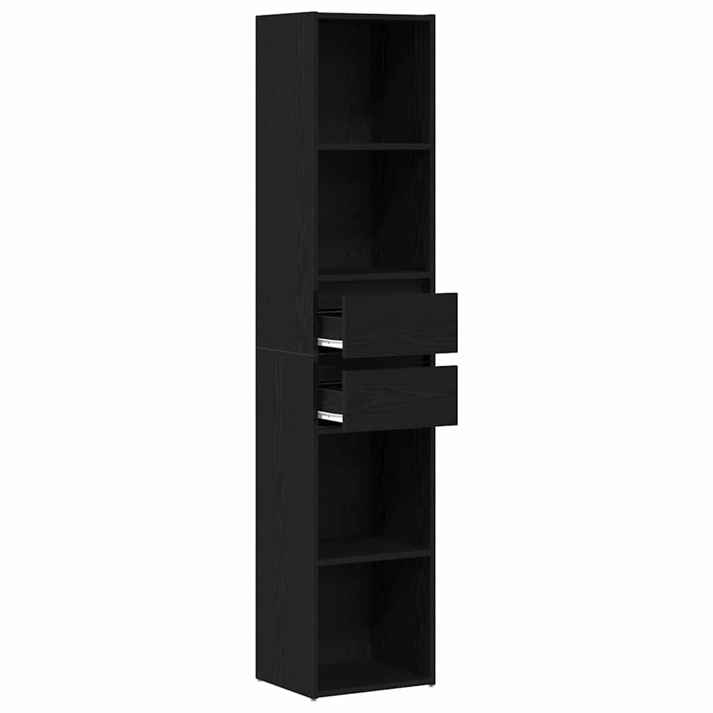 Armadio per Libri Rovere Nero 36 x 30 x 171 cm