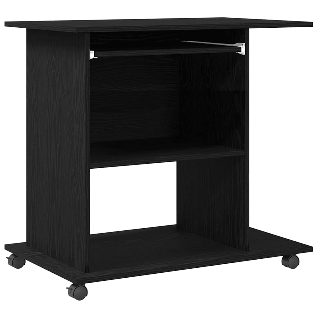 Scrivania per computer Rovere Nero 80x50x75 cm in Legno Multistrato