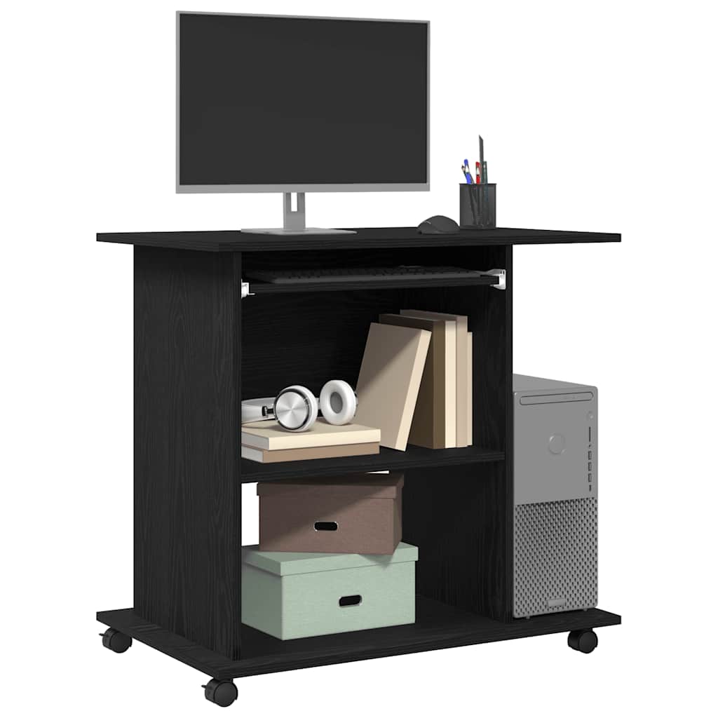 Scrivania per computer Rovere Nero 80x50x75 cm in Legno Multistrato