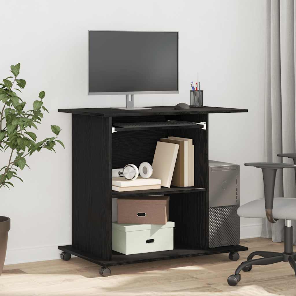 Scrivania per computer Rovere Nero 80x50x75 cm in Legno Multistrato | homemem39