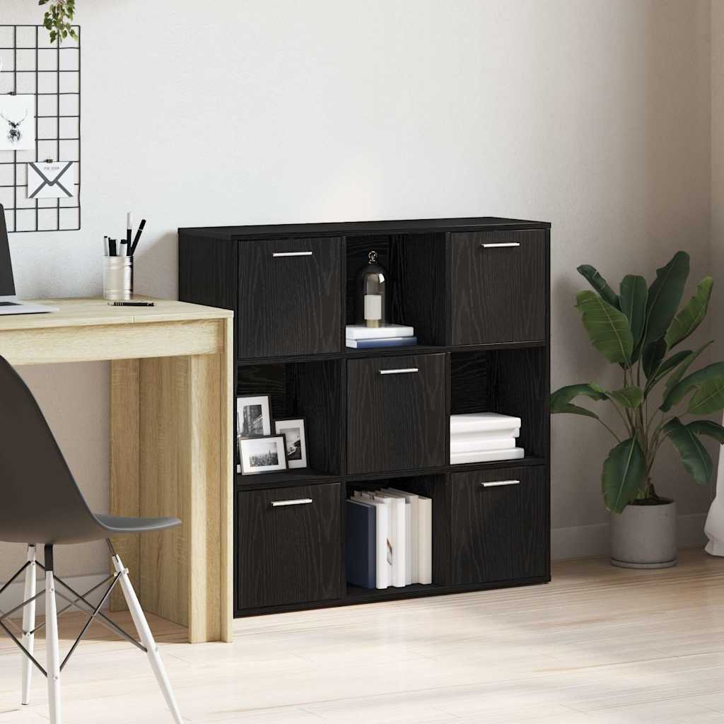 Libreria Rovere Nero 90x28x90 cm in Legno Multistrato | homemem39