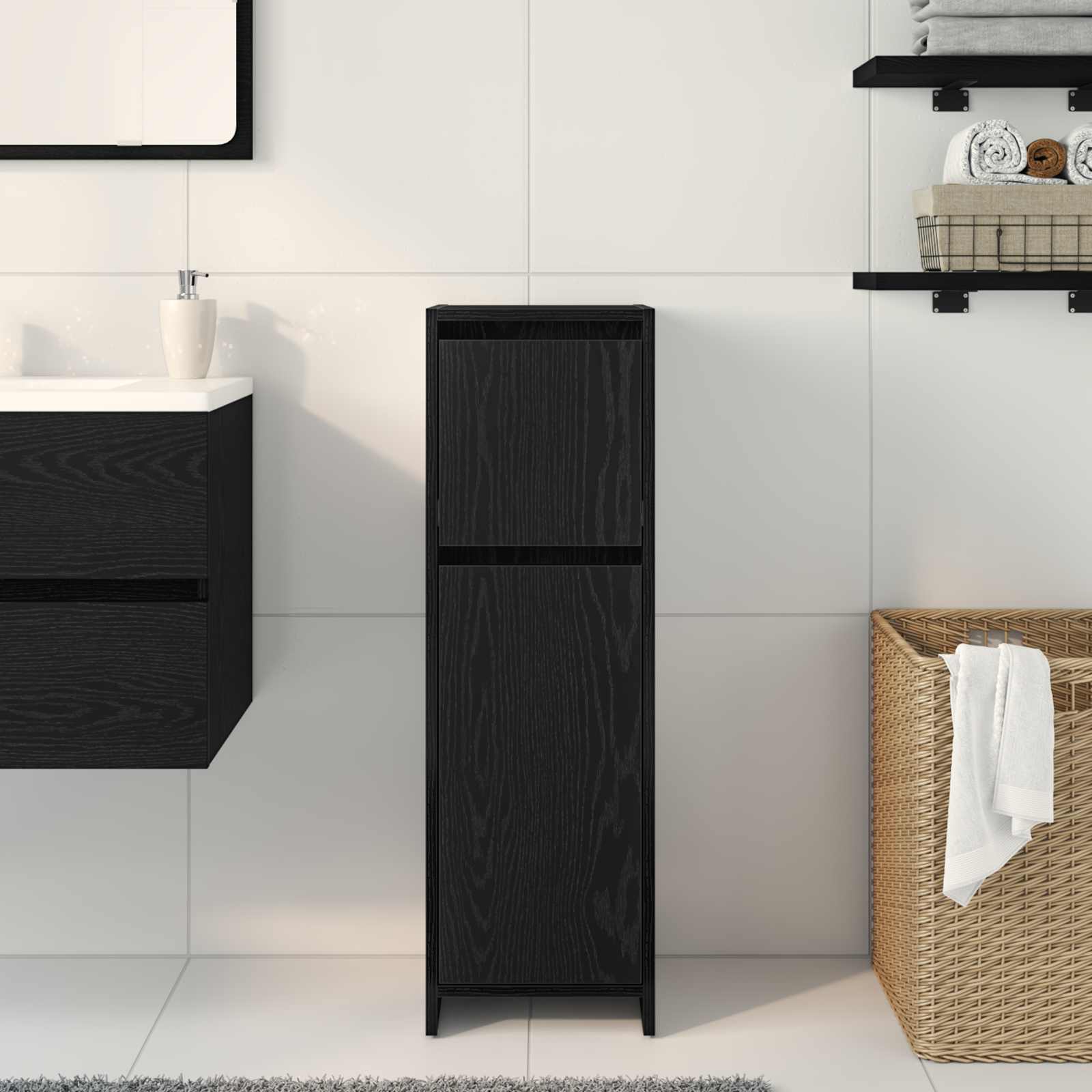 Mobile da Bagno Rovere Nero 30 x 30 x 95 cm | homemem39