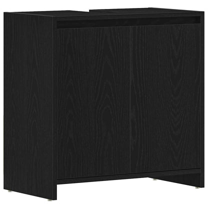 Armadietto Bagno Rovere Nero 60x33x60 cm Legno Ingegnerizzato