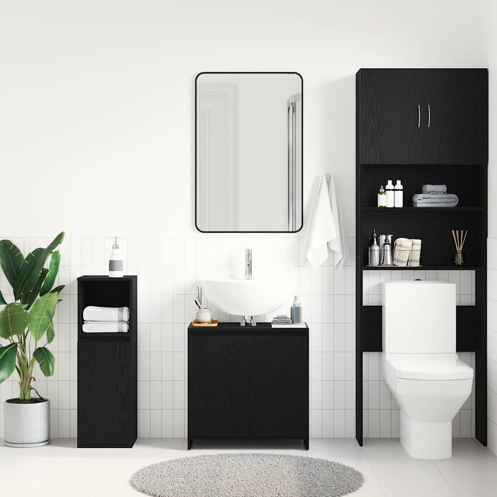 Armadietto Bagno Rovere Nero 60x33x60 cm Legno Ingegnerizzato | homemem39