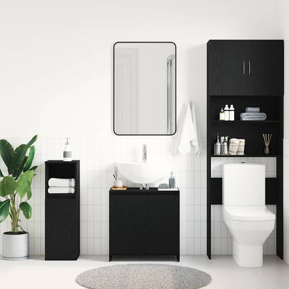 Armadietto Bagno Rovere Nero 60x33x60 cm Legno Ingegnerizzato | homemem39