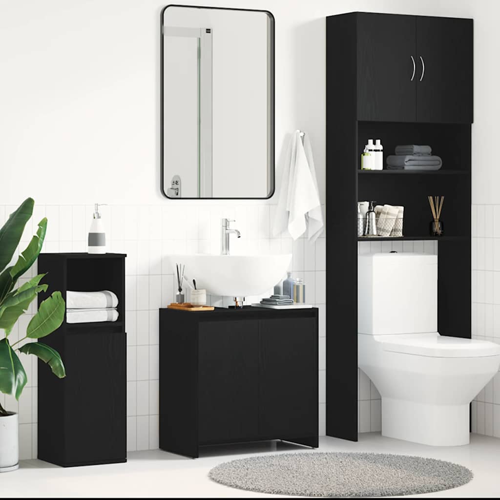 Armadietto Bagno Rovere Nero 60x33x60 cm Legno Ingegnerizzato | homemem39