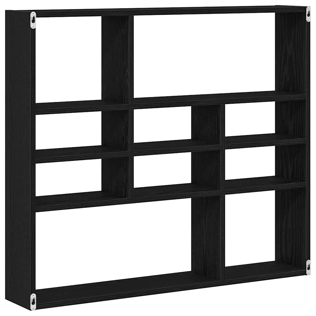 Scaffale a Parete Rovere Nero 90x16x78 cm Legno Multistrato