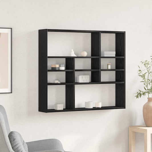 Scaffale a Parete Rovere Nero 90x16x78 cm Legno Multistrato | homemem39