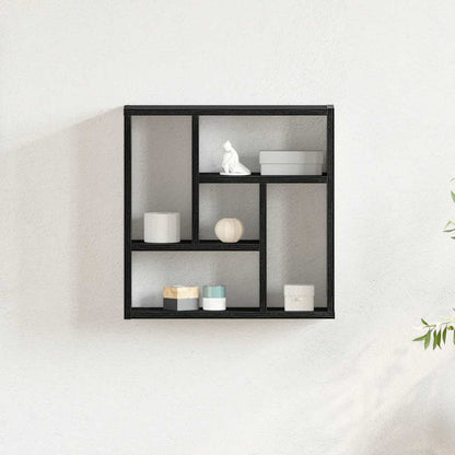 Scaffale a Parete Rovere Nero 45x16x45 cm in Truciolato | homemem39