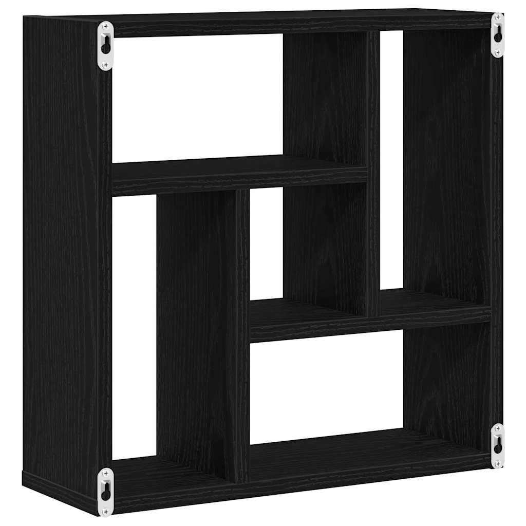 Scaffale a Parete Rovere Nero 45x16x45 cm in Truciolato | homemem39