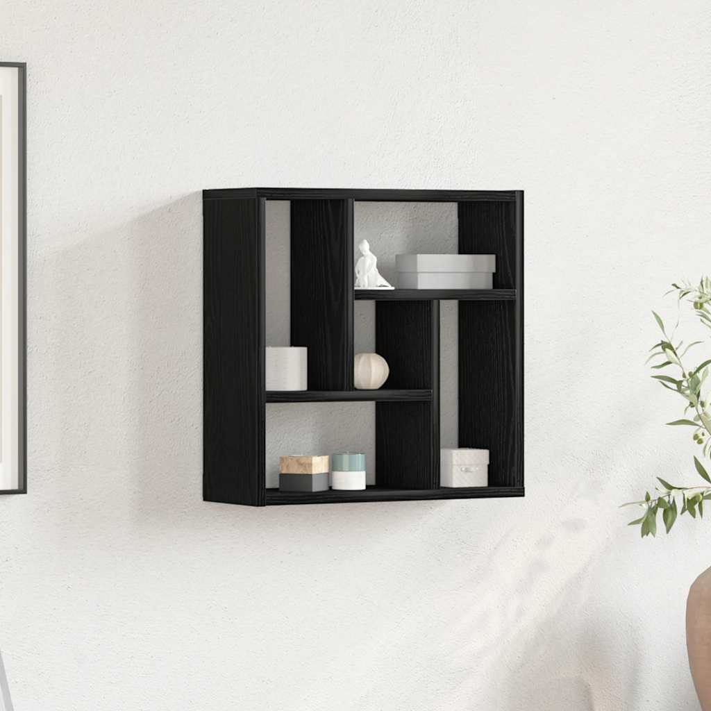 Scaffale a Parete Rovere Nero 45x16x45 cm in Truciolato | homemem39
