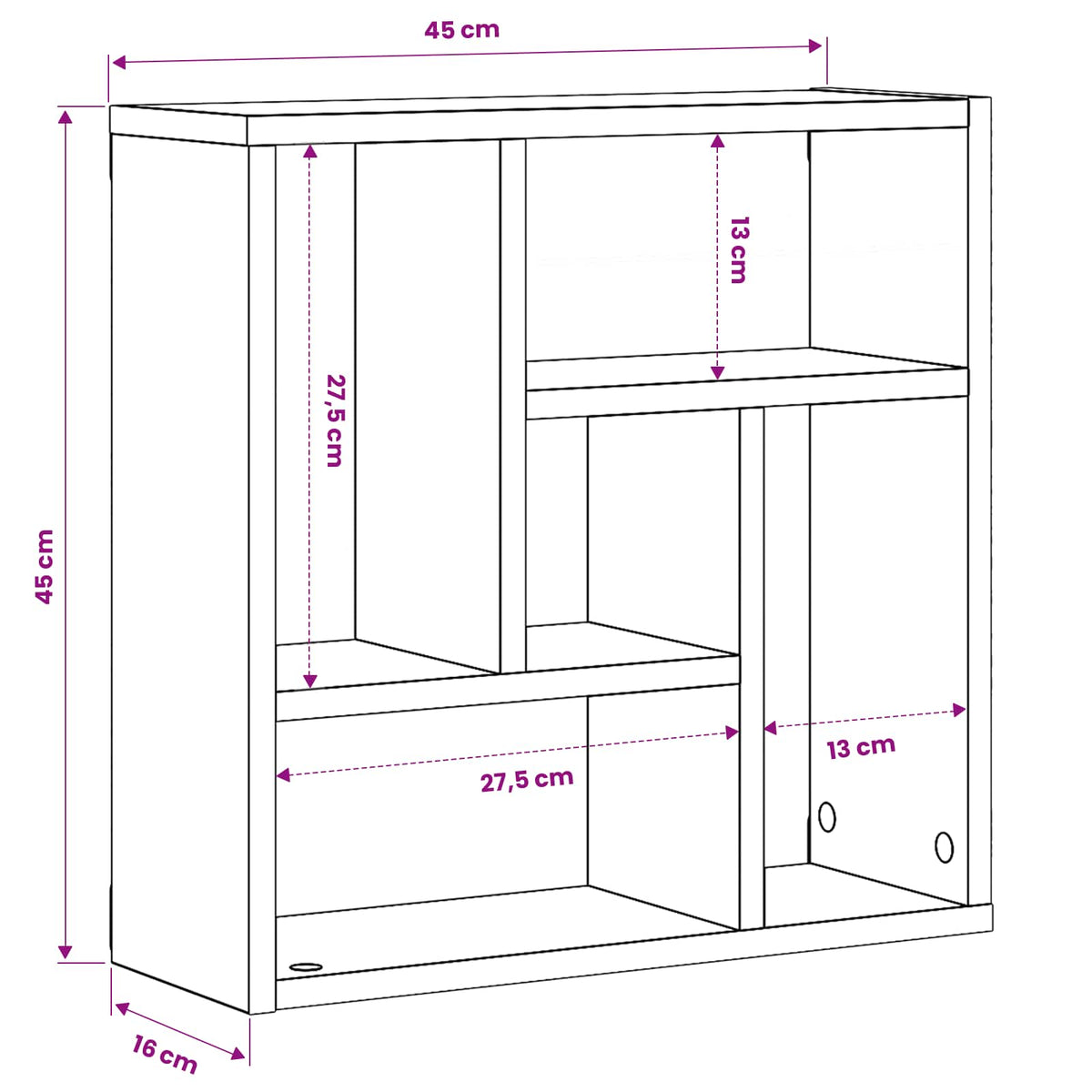 Scaffale a Parete 45x16x45 cm in Truciolato