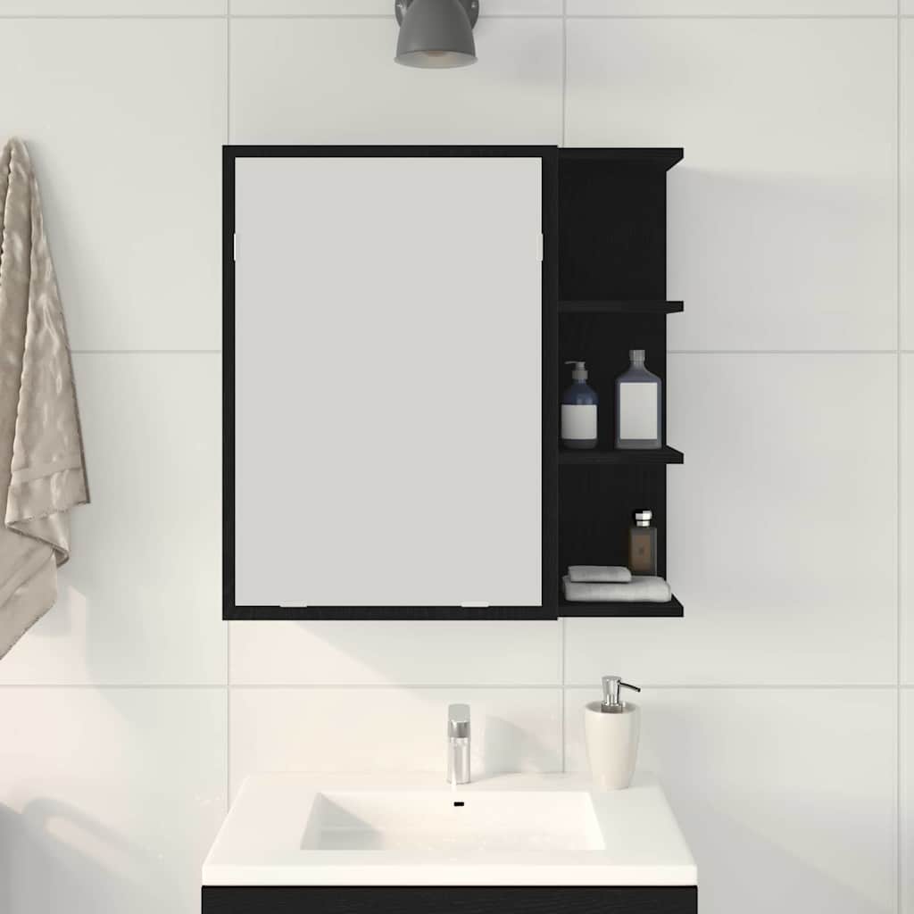 Mobiletto per specchio da bagno Rovere Nero 62,5 x 20,5 x 64 cm | homemem39