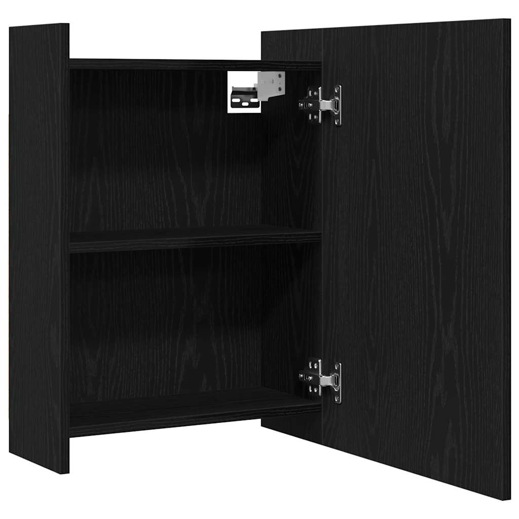 Mobiletto per specchio da bagno Rovere Nero 62,5 x 20,5 x 64 cm | homemem39