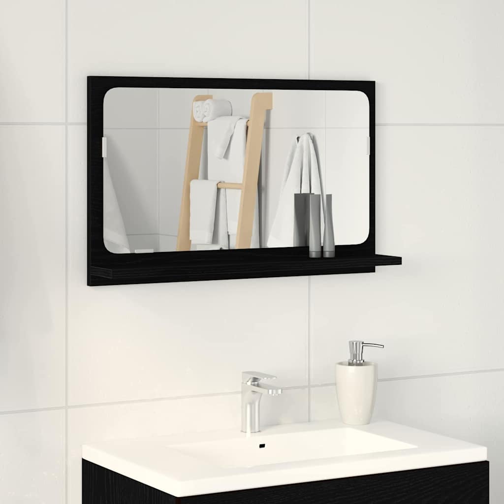 Mensola Specchio Rovere Nero 60 x 10,5 x 37 cm | homemem39