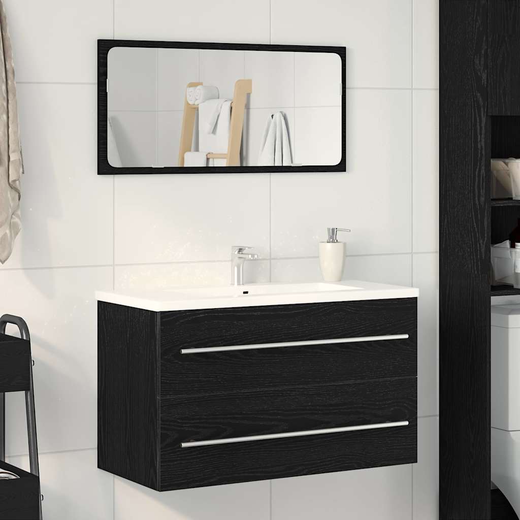 Mobile Lavabo da Bagno Rovere Nero 80x38,5x48 cm in Truciolato | homemem39