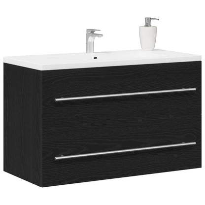 Mobile Lavabo da Bagno Rovere Nero 80x38,5x48 cm in Truciolato