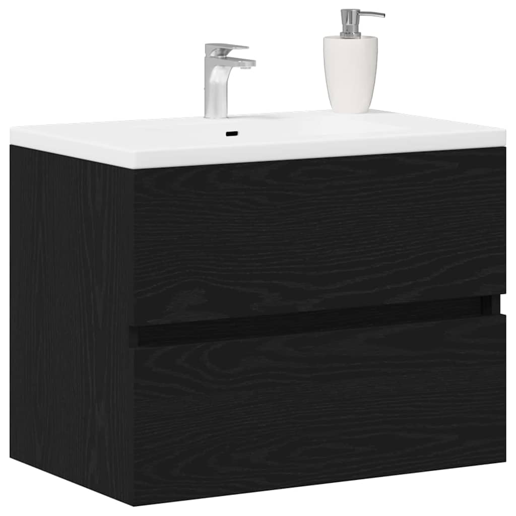 Mobile Lavabo Rovere Nero 60x38,5x45 cm in Legno Multistrato